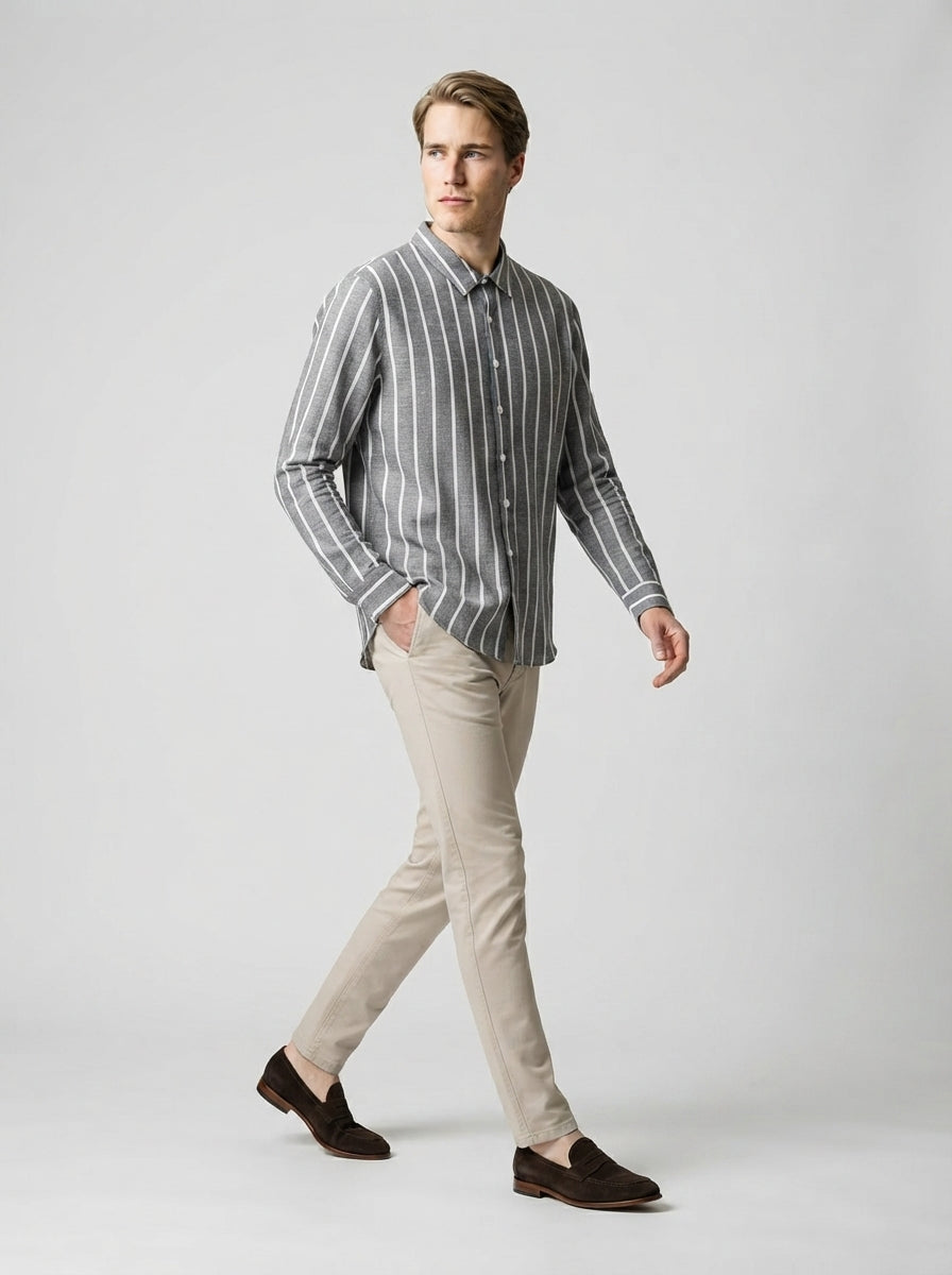 The Norbury Stripe Shirt in Gray