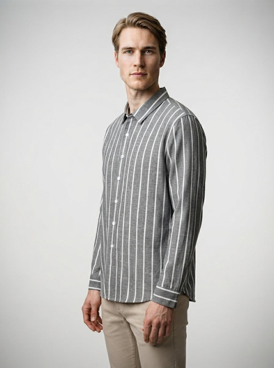 The Norbury Stripe Shirt in Gray