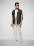 The Ansley Stripe Shirt in Black