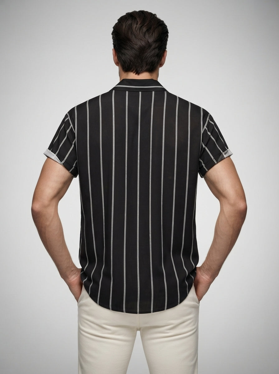The Ansley Stripe Shirt in Black