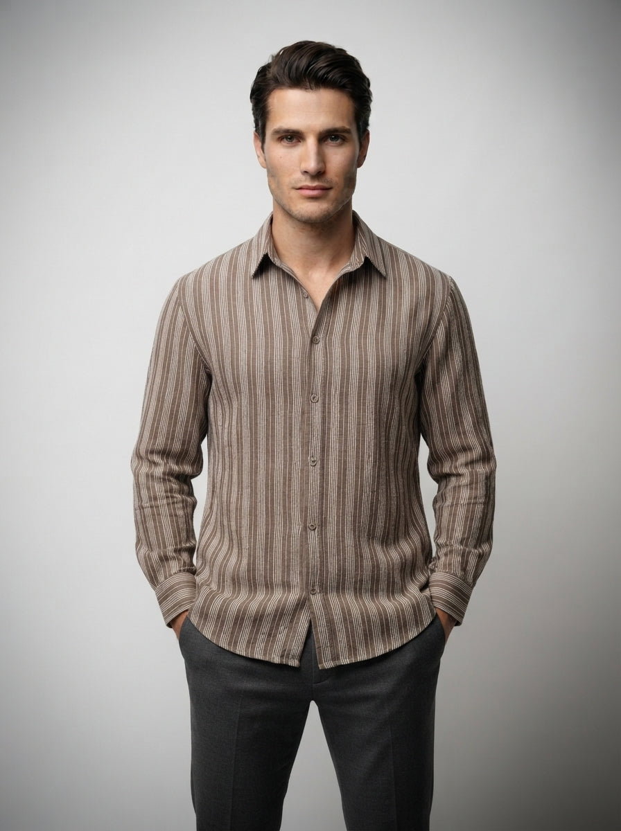 The Rushmere Textured Shirt in Brown