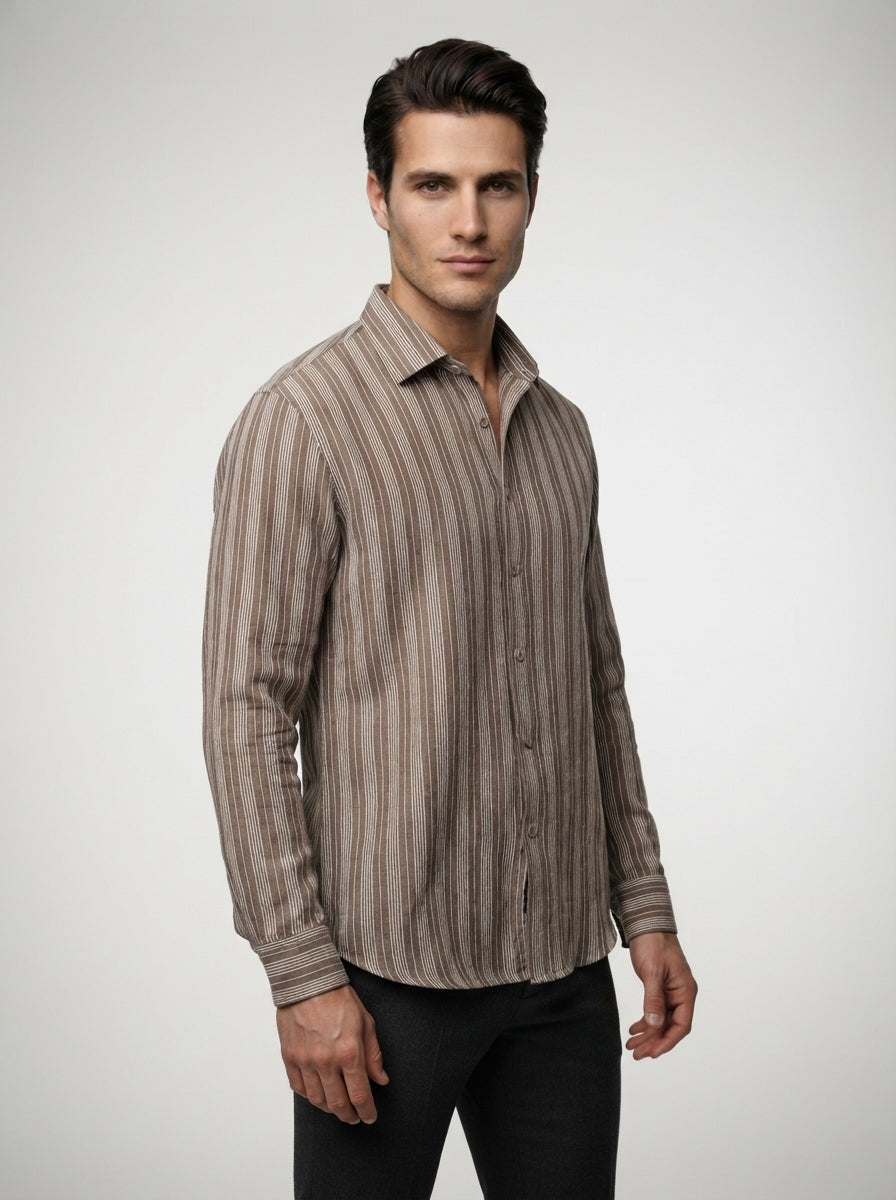 The Rushmere Textured Shirt in Brown