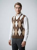 The Ellingham Argyle Vest in Brown