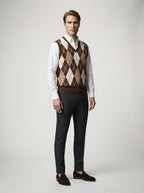 The Ellingham Argyle Vest in Brown