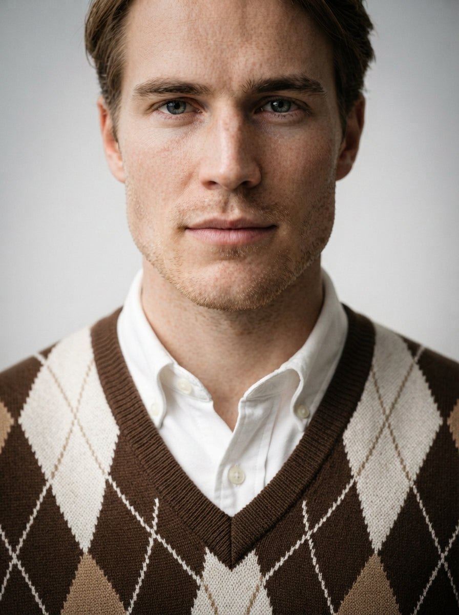 The Ellingham Argyle Vest in Brown