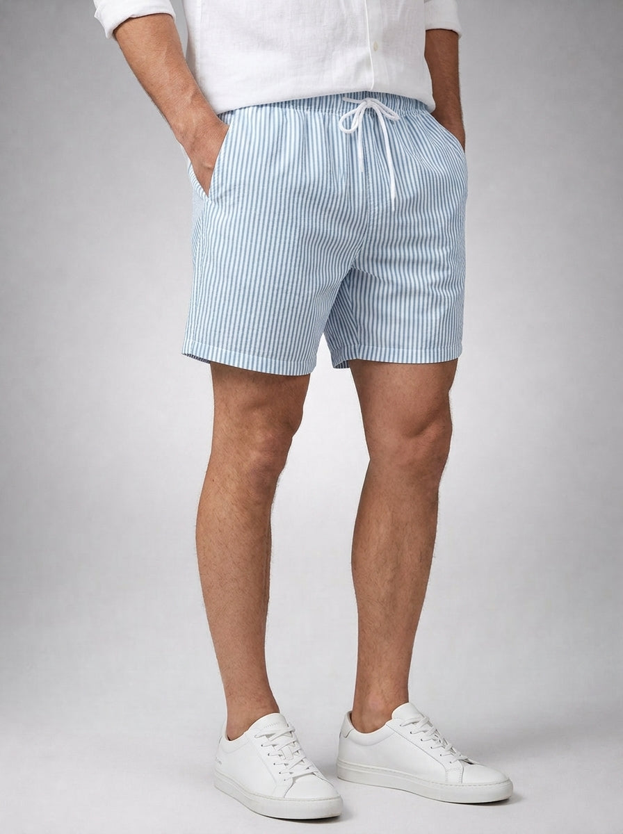 The Falmouth Stripe Short in Light Blue Stripe