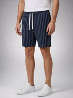 The Margate Pleat Short in Navy Blue