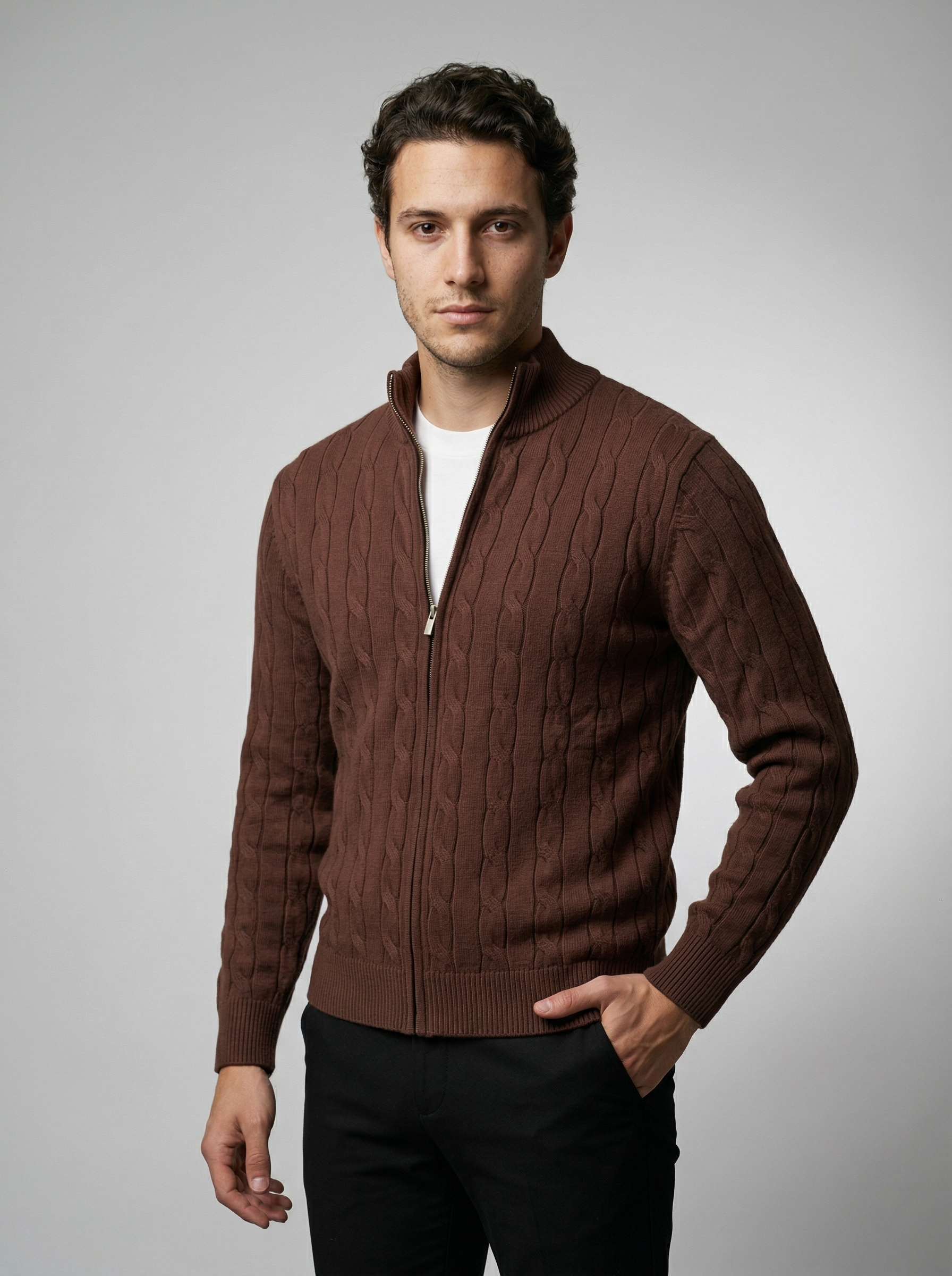 The Waverly Twist Zip Cardigan