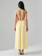 Giselle V Neck Spaghetti Strap A Line Maxi Dress in Yellow