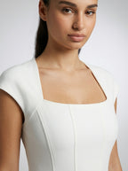 Celestine Square Neck Cap Sleeve A Line Midi Dress in Ivory