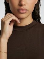 Elowen Crew Neck Short Sleeve Pleated A Line Midi Dress in Brown