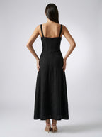 Maren Corset Square Neck Maxi Dress in Black