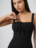 Maren Corset Square Neck Maxi Dress in Black