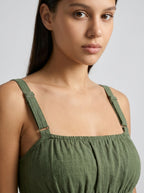 Maren Corset Square Neck Maxi Dress in Olive