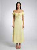 Aurelia Off Shoulder Puff Sleeve Maxi Dress in Yellow