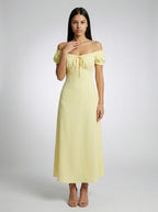 Aurelia Off Shoulder Puff Sleeve Maxi Dress in Yellow