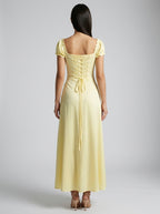 Aurelia Off Shoulder Puff Sleeve Maxi Dress in Yellow
