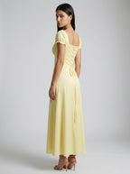 Aurelia Off Shoulder Puff Sleeve Maxi Dress in Yellow