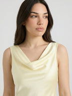 Seraphina Satin Cowl Neck Wedding Guest Maxi Dress in Cream