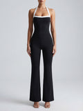 Aveline Halter Neck Flared Jumpsuit in Black
