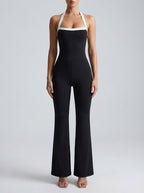Aveline Halter Neck Flared Jumpsuit in Black