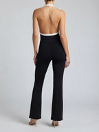 Aveline Halter Neck Flared Jumpsuit in Black