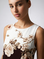 Xanthe Floral Round Neck Sleeveless Maxi Dress in Cream
