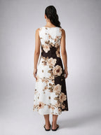 Xanthe Floral Round Neck Sleeveless Maxi Dress in Cream