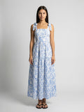Ophelia Floral Square Neck Tiered Maxi Dress in White
