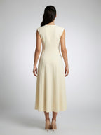 Sylvie Round Neck Cap Sleeve Maxi Dress in Cream