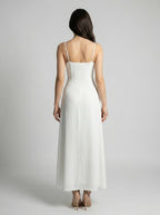 Leonie Sweetheart Tie Front Spaghetti Strap Maxi Dress in White