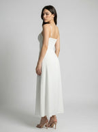 Leonie Sweetheart Tie Front Spaghetti Strap Maxi Dress in White