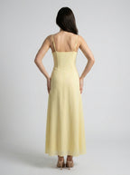 Leonie Sweetheart Tie Front Spaghetti Strap Maxi Dress in Yellow