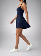 Odette Scoop Neck Ruched Waist Playsuit in Navy