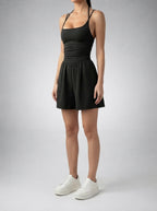 Genevieve Scoop Neck Strappy Back Playsuit in Black