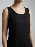Cosima Round Neck Sleeveless Jumpsuit with Pockets in Black