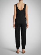 Cosima Round Neck Sleeveless Jumpsuit with Pockets in Black