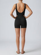 Clemence Square Neck Sleeveless Playsuit in Black