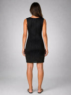 Juno V Neck Sleeveless Shift Mini Dress in Black