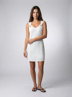Juno V Neck Sleeveless Shift Mini Dress in White