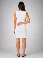 Juno V Neck Sleeveless Shift Mini Dress in White