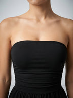Lucienne Strapless Ruched Playsuit in Black