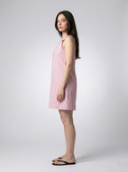 Anouk Striped Scoop Neck A Line Midi Dress in Pink