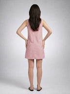 Anouk Striped Scoop Neck A Line Midi Dress in Pink