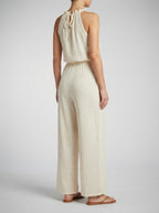 Elodie Halter Neck Wide Leg Jumpsuit in Cream