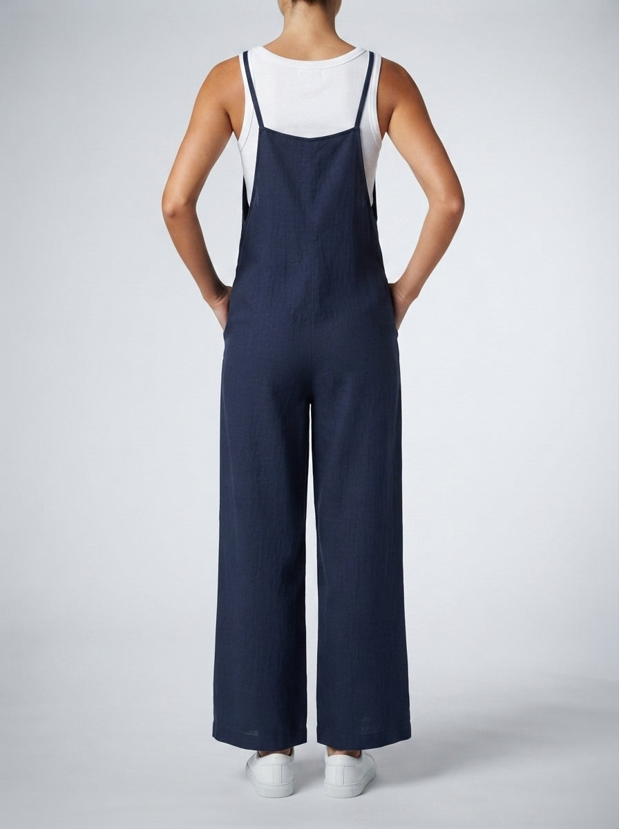 Vivienne Square Neck Wide Leg Jumpsuit in Navy