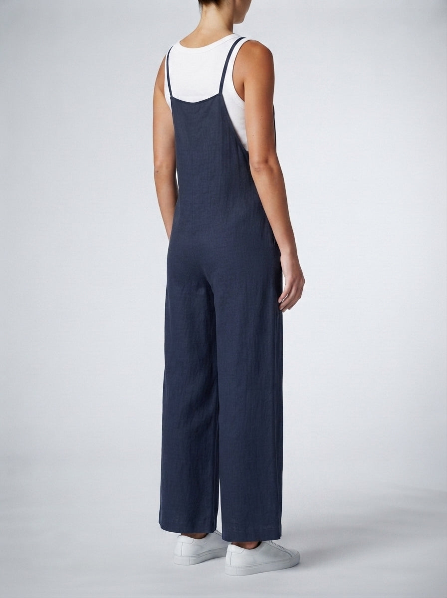 Vivienne Square Neck Wide Leg Jumpsuit in Navy