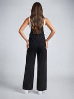 Vivienne Square Neck Wide Leg Jumpsuit in Black