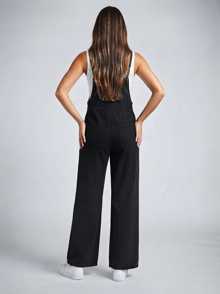 Vivienne Square Neck Wide Leg Jumpsuit in Black