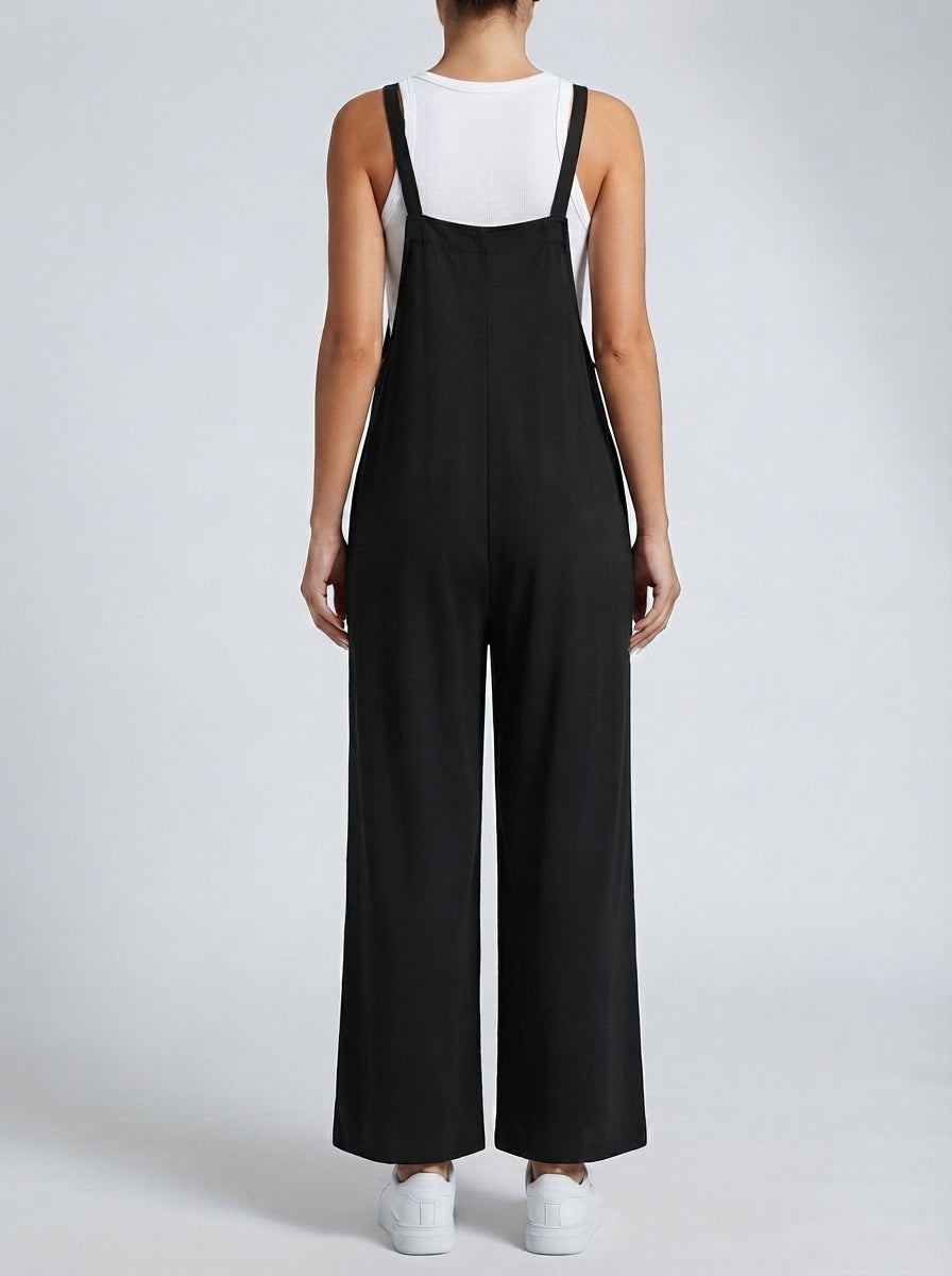 Vivienne Square Neck Wide Leg Jumpsuit in Black